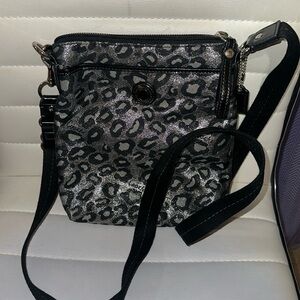Shimmer Leopard Print Coach Crossbody